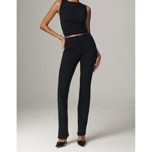 Anthropologie Self Contrast Womens Slim Kick Flare Pants XS Black